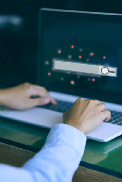 istock Businessman hands, typing, at the keyboard, to search for information 1466997543