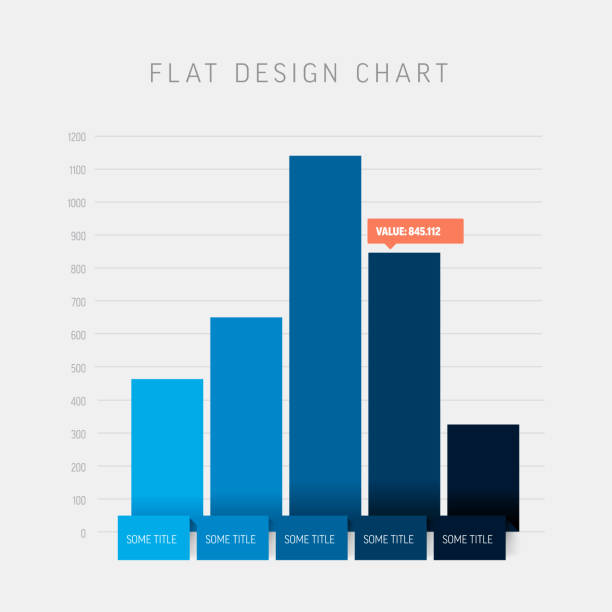 ilustrações de stock, clip art, desenhos animados e ícones de vector flat design statistics blue columns graph infographic - gráfico de barras