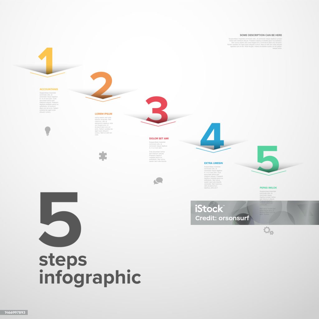 Vector Progress Five Diagonal Steps Template Stock Illustration ...