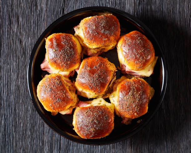 Hawaiian Ham and Swiss Sliders in baking dish