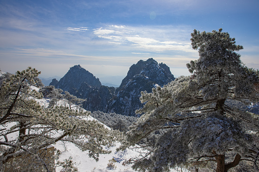 The winter landscape of Huangshan mountain,China