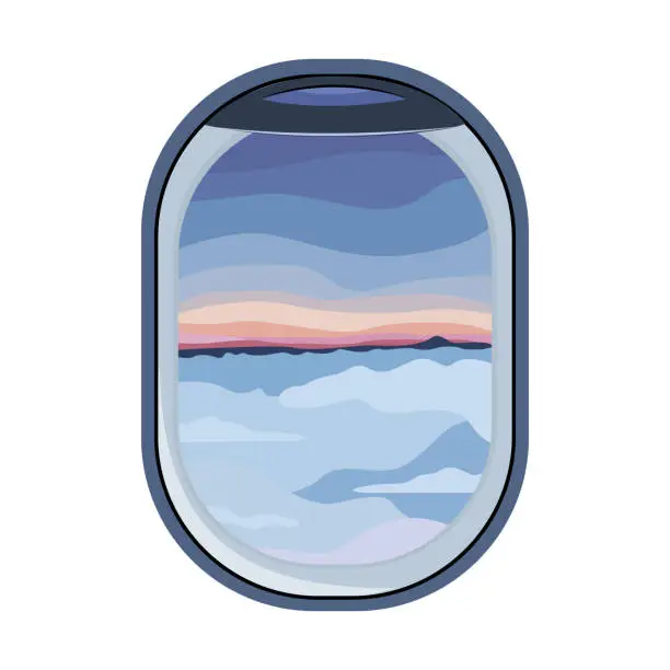 Vector illustration of a porthole in an airplane, an airplane window