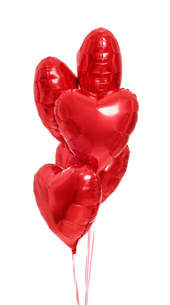 istock Many red heart shaped balloons isolated on white. Valentine's day celebration 1467021043