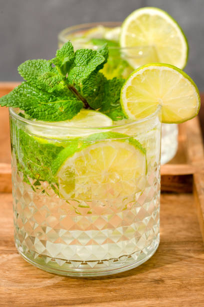 istock Mojito drink with lime and mint in a glass 1467026747