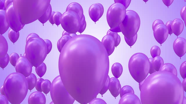 Pink Balloons Flying from Bottom to top Isolated on Gradient Background With Luma ,4K Video Element