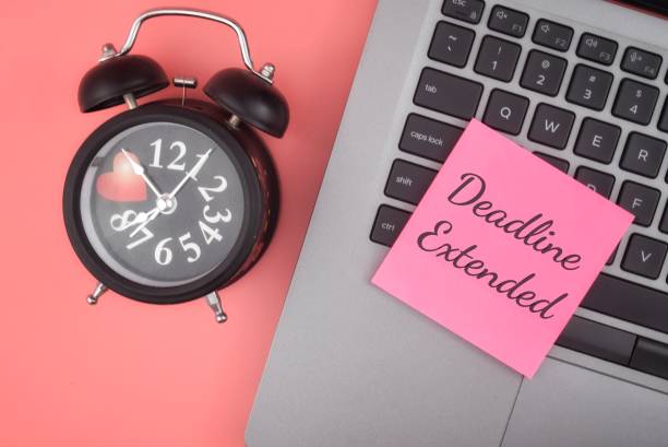 istock Deadline Extended wording with clock. Business, financial concept. 1467035231
