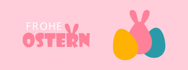 페인트 달걀이 있는 행복한 부활절 벡터 배경 - ostern stock illustrations