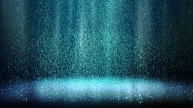 Aurora with a rain of stars animated 3d background. Digital rain concept.