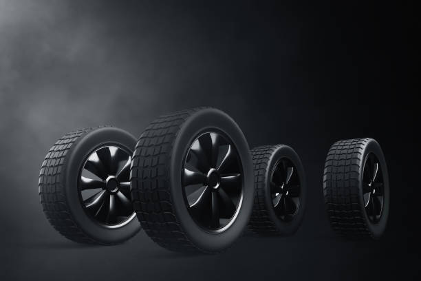 istock Car tires on dark background 3d illustration 1467044262