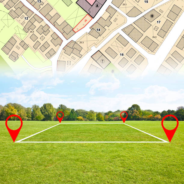 istock Land plot management - real estate concept with a vacant land on a green field available for building construction and housing subdivision in a residential area for sale, rent, buy or investment 1467050907