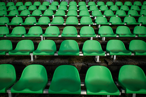 Plastic seating at a local neighbourhood sports arena