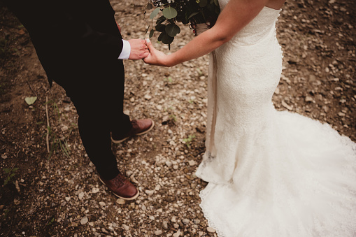 Bride and groom exchanging wedding vows