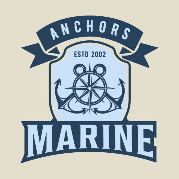 istock compass and anchors emblem vector vintage illustration template icon graphic design. marine navy navigation sign or symbol for travel business transportation or military with retro badge 1467052768