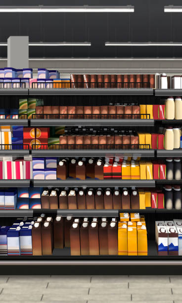 istock Chocolate milk packaging on shelf in supermarket 1467054694