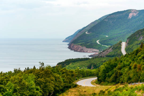 Cabot Trail in Cape Breton Highlands National Park stock photo