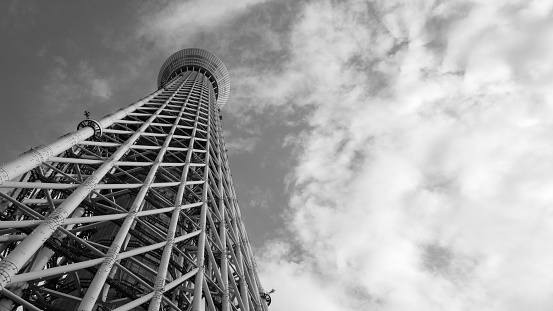 tokyo skytree in black and white