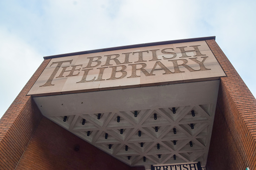London, UK. February 9th 2023. Entrance sign at the British Library.
