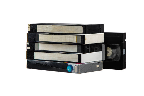 istock Pile of VHS video cassettes. Vintage media. Isolate on a white background. 1467070332