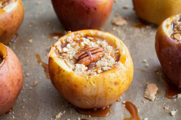 istock Cheesecake Stuffed Apples Topped with Caramel Sauce 1467071570