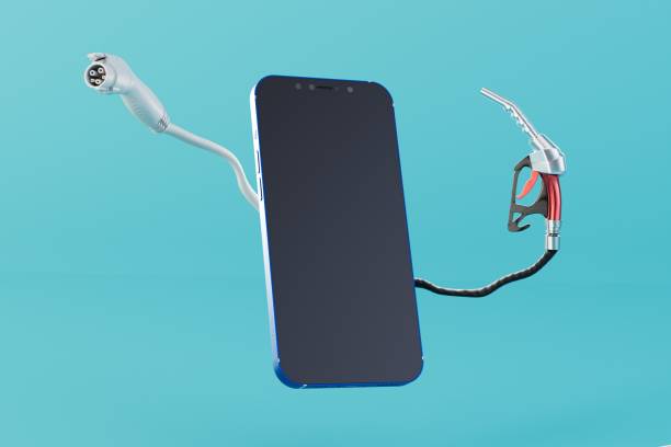 istock Payment for fuel or charging for an electric car online via smartphone. 3D render 1467075357