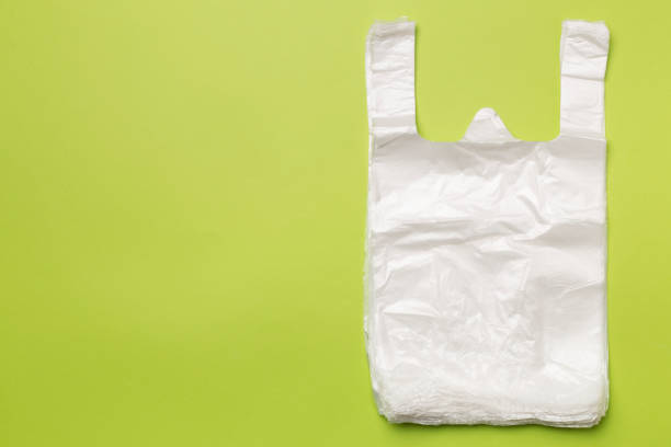 istock Plastic bag on color background, top view 1467075878