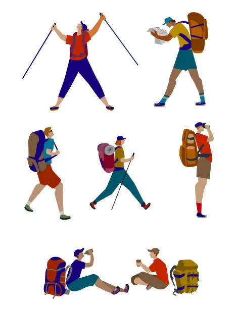 Vector illustration of Hiking Hiking