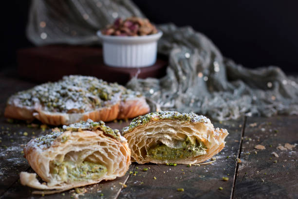 Fresh Plain Croissant on a dark background