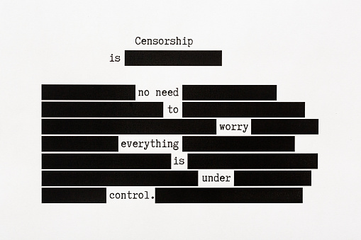 Censorship concept: everything in the message is deleted except words that read \