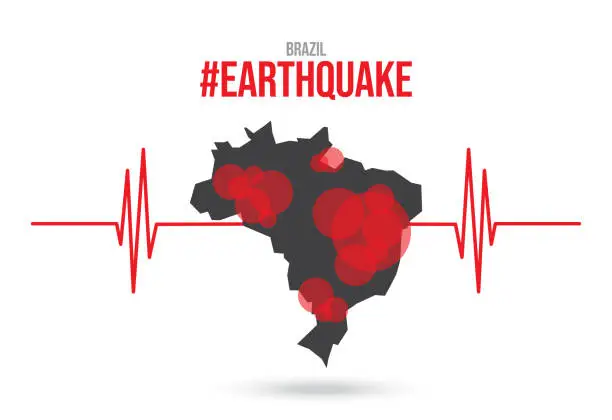 Vector illustration of Brazil Earthquake Wave with Circle Vibration,design for education,science and news,Vector Illustration. stock illustration