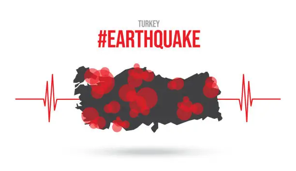 Vector illustration of Turkey Earthquake Wave with Circle Vibration,design for education,science and news,Vector Illustration. stock illustration