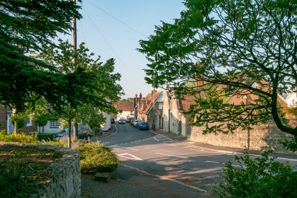 Cars and registration numbers visible on the high street of Wrotham in Kent, England