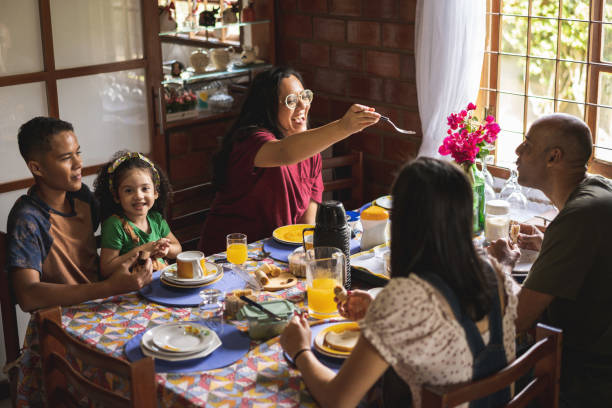 istock Happy family having breakfast 1467126834
