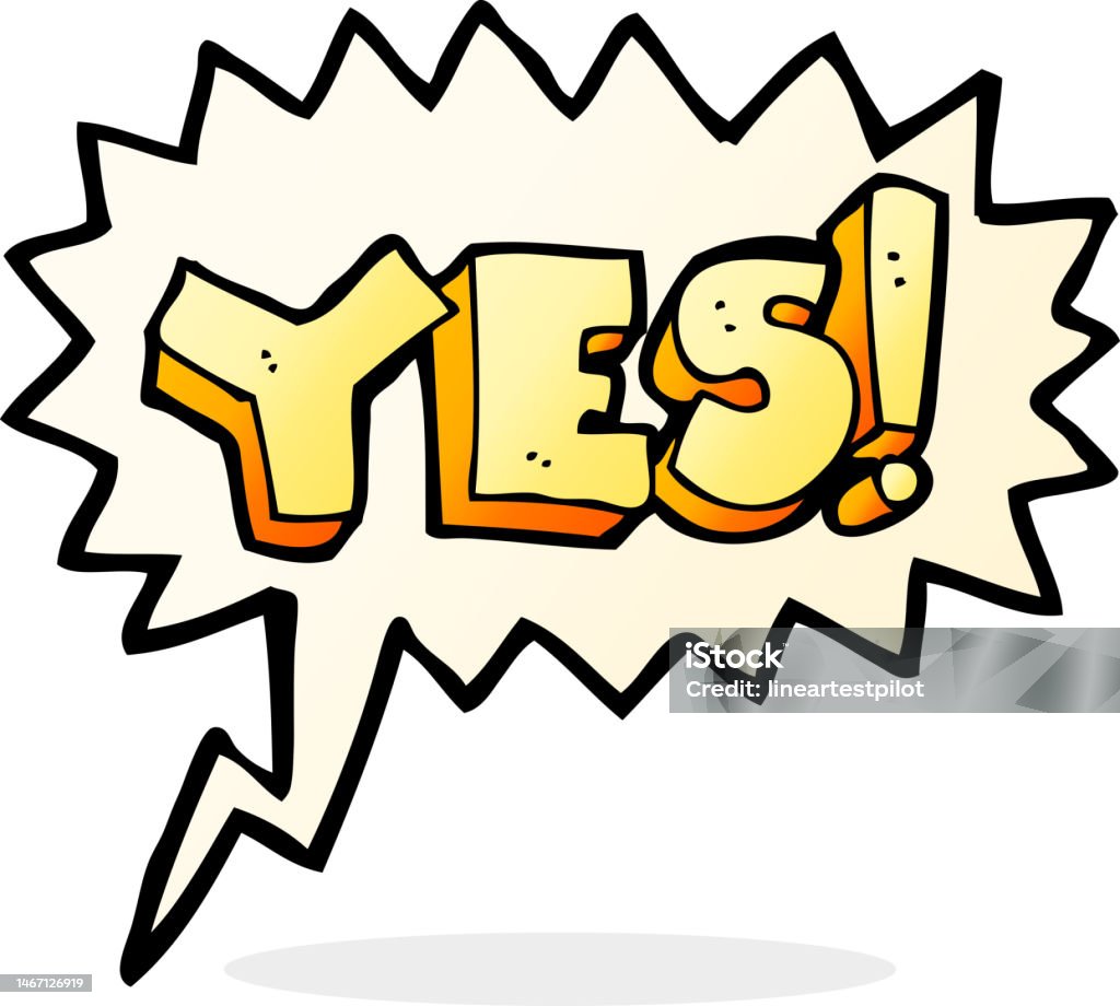 Yes Sambole Cartoon Yes Symbol With Speech Bubble Stock Illustration - Download ...
