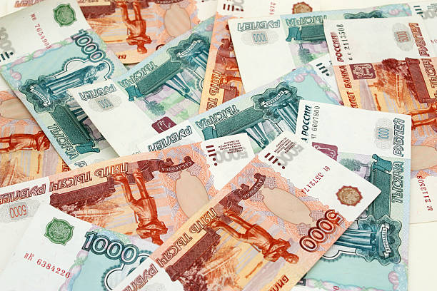istock The Russian bank notes, roubles; background 146712709