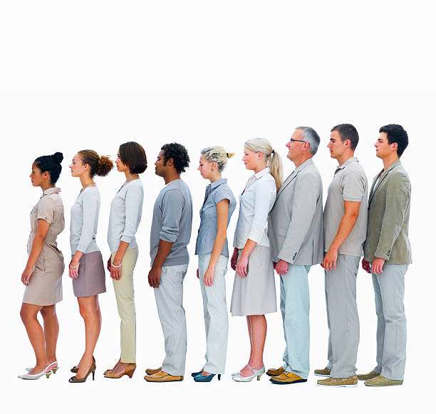 istock Business people standing in a line against white background 146712817