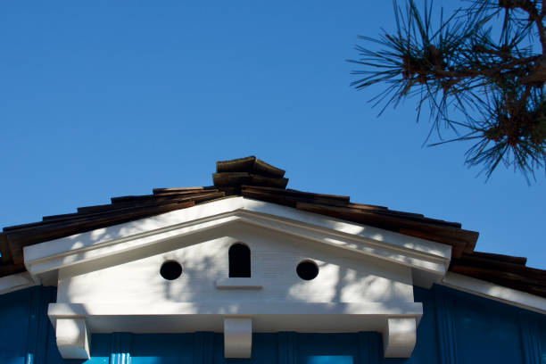 Charming vintage bright blue cottage with white trim