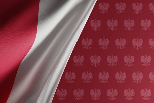 istock Polish flag on a dark background. 1467133795