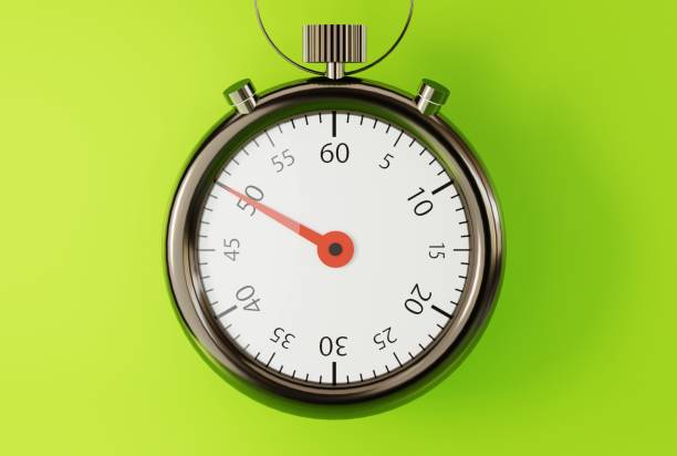 istock Stopwatch isolated on green background. 1467134496
