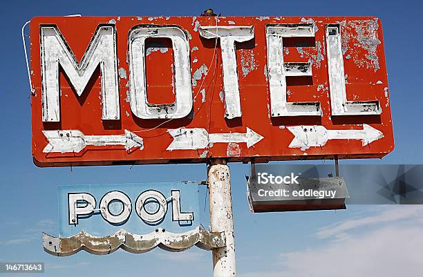 Motel With Pool Stock Photo - Download Image Now - Motel Sign, Dirty, Motel
