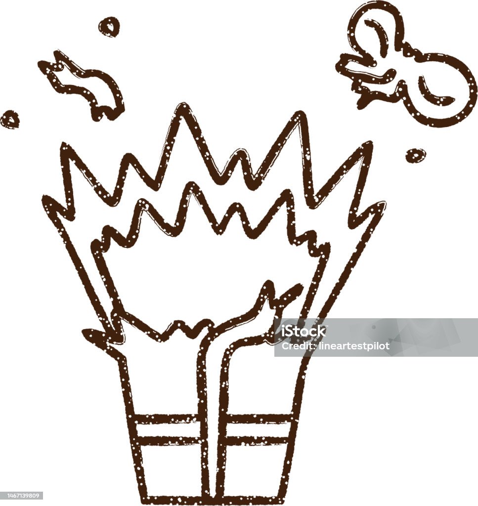 Exploding Present Charcoal Drawing Stock Illustration - Download Image ...