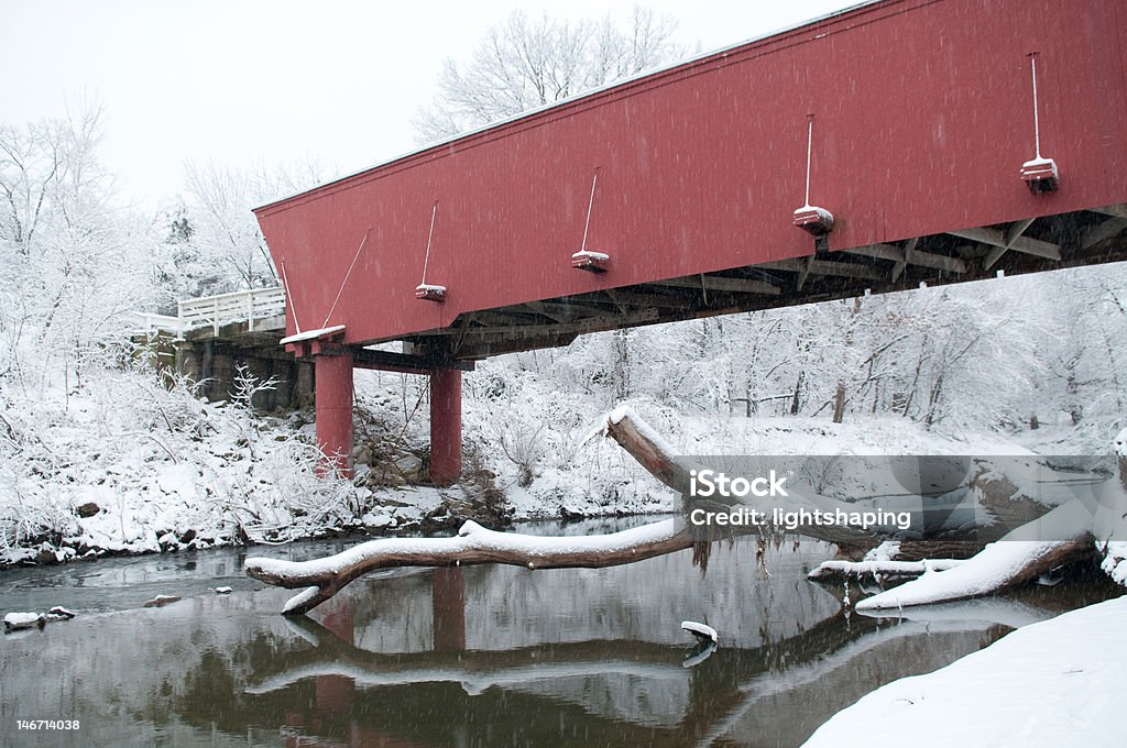 Ponte coperto inverno flusso - Foto stock royalty-free di Iowa