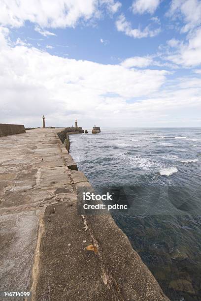 View From Whitby Harbour Sea Wall Stock Photo - Download Image Now - Beach, Cliff, Cloud - Sky