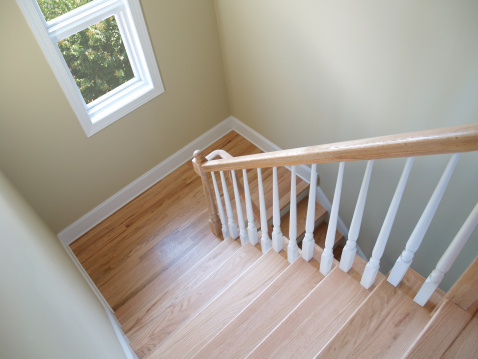 Looking down on a chic designed staircase