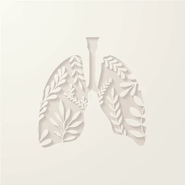 Vector illustration of Lungs filled with leaves cut out
