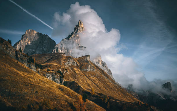 istock Cloud-Capped Mountains from Passo Rolle to Baita Segantini, Italian Dolomites, 1467142987