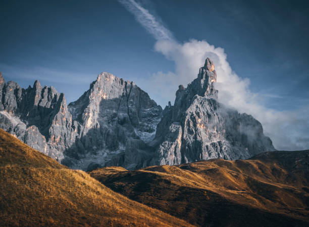 Cloud-Capped Mountains from Passo Rolle to Baita Segantini, Italian Dolomites,