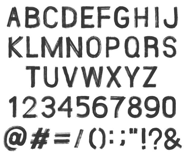 schriftart "alphabet brush" - relieftechnik stock-grafiken, -clipart, -cartoons und -symbole