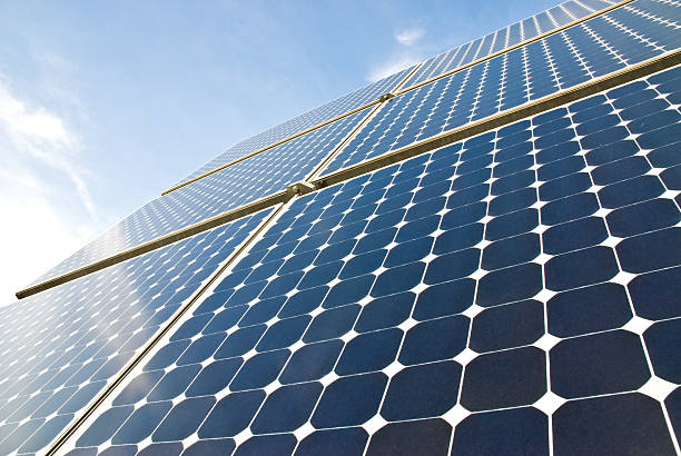 solar panels stock photo