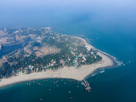 Aerial Point of View of Saint Martins's Island Bangladesh. Tourist attraction of Bangladesh. Island Background