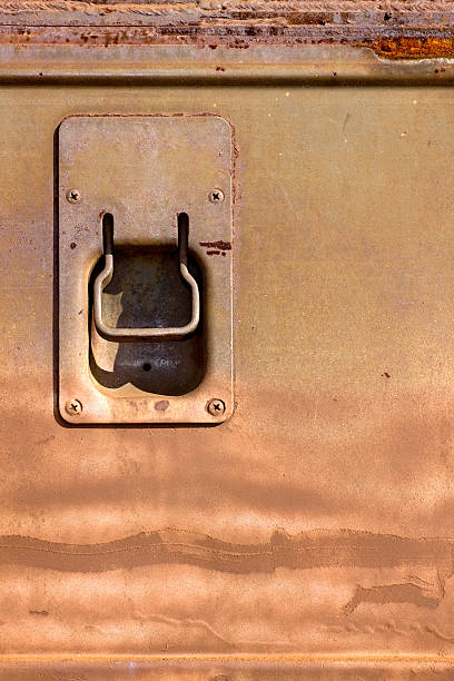 Rusty steel latch stock photo